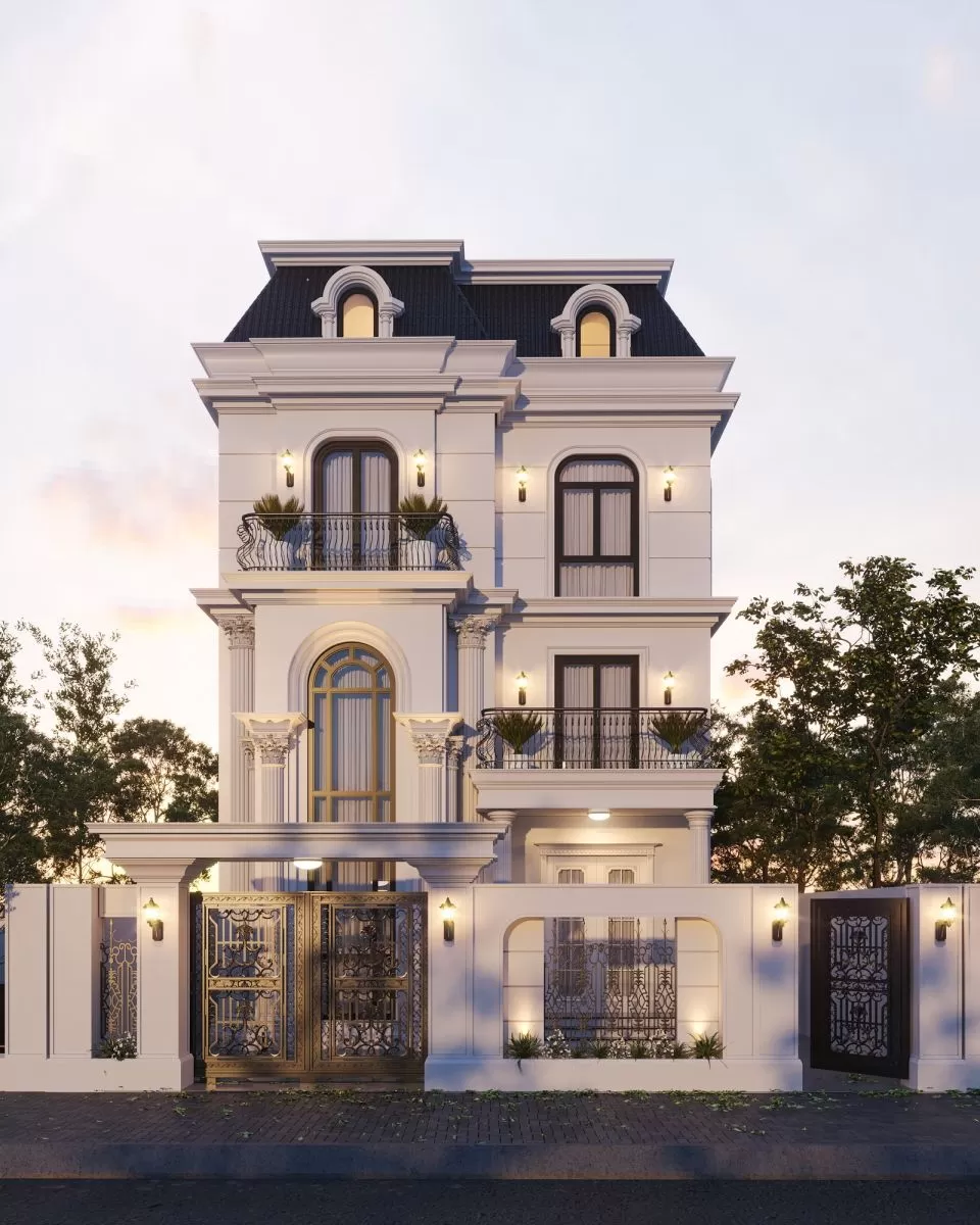 Mẫu cổng sắt của biệt thự phong cách kiến trúc Tân Cổ Điển