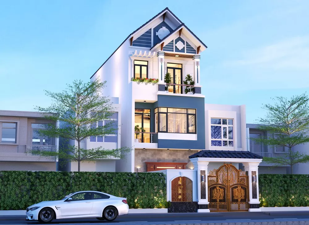 Thiết kế mái thái sang trọng hiện đại của nhà 3 tầng mặt tiền 6m cuốn hút