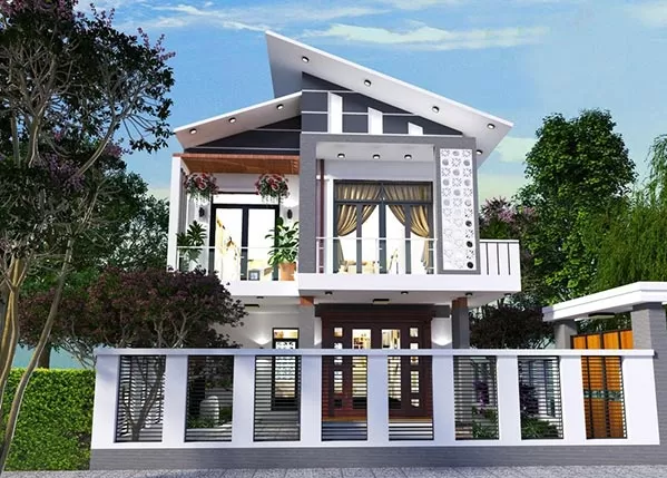 Thiết kế nhà phong cách hiện đại với mái lệch độc đáo