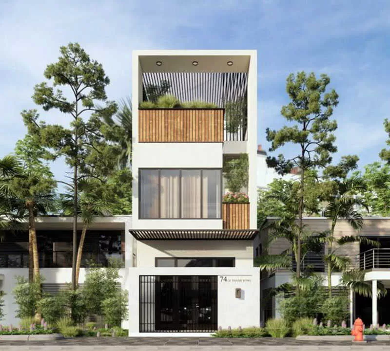 Mẫu nhà 3 tầng 5x18m có không gian xanh mát, thoáng đãng