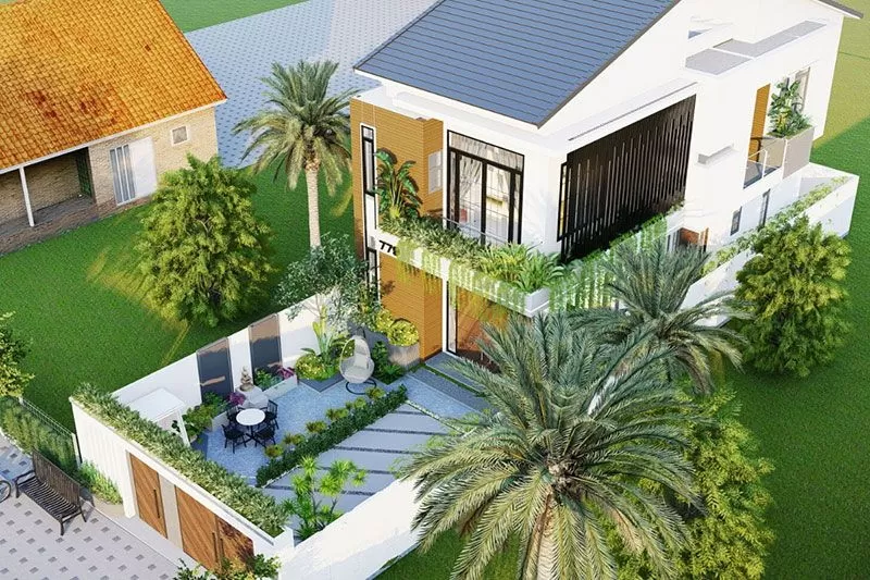 Nhà 2 tầng có sân vườn đẹp mê ly