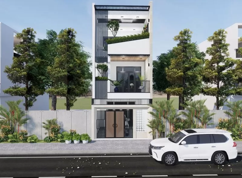 Thiết kế nhà 3 tầng 5x18m có gara ô tô tiện nghi