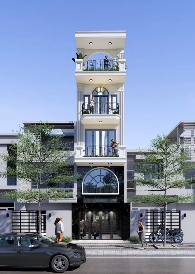 Mẫu nhà 5 tầng 60m² mái bằng