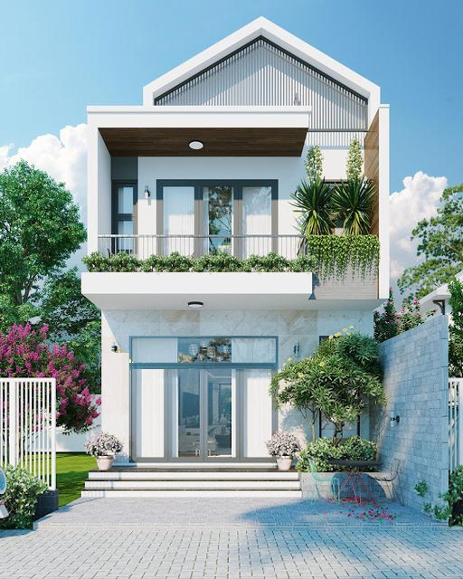 Mẫu nhà 2 tầng 6x20m năng động, trẻ trung