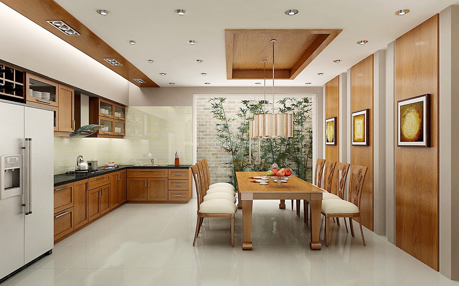 Mẫu nhà bếp đẹp, đơn giản của ngôi nhà 6x20m