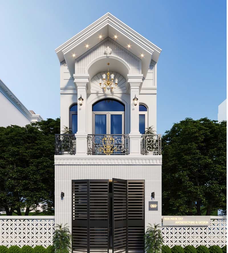 Nhà 2 tầng 5x15m tân cổ điển mái thái