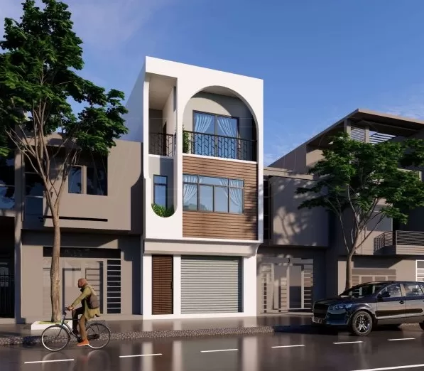 mẫu nhà 2 tầng 6x16m sử dụng họa tiết vòm tròn đều mang trong mình vẻ đẹp cuốn hút