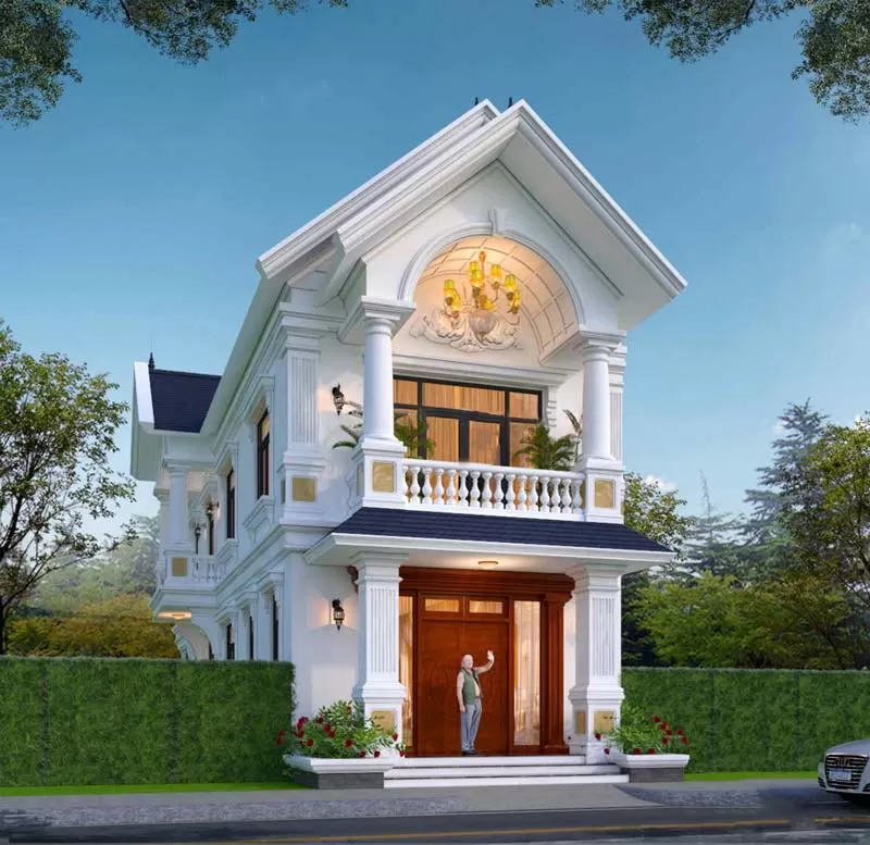 Mẫu nhà 2 tầng 6x16m tân cổ điển mái Nhật