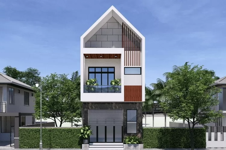 Mẫu nhà ống 2 tầng mặt tiền 6m sâu 16m đơn giản, hiện đại