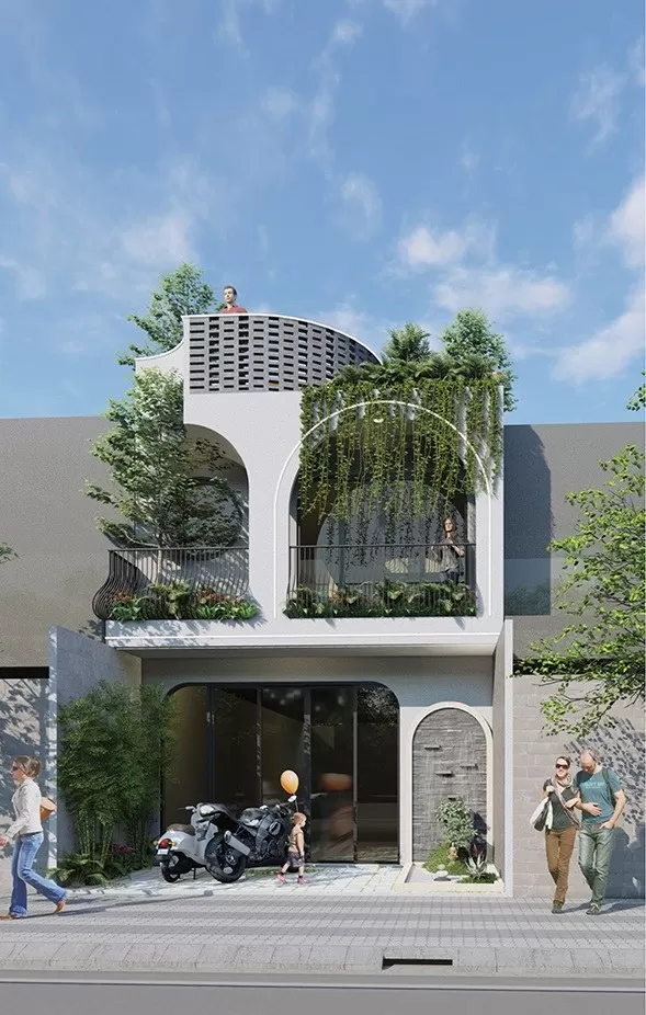 Mỗi mẫu nhà 2 tầng 6x16m cổng vòm