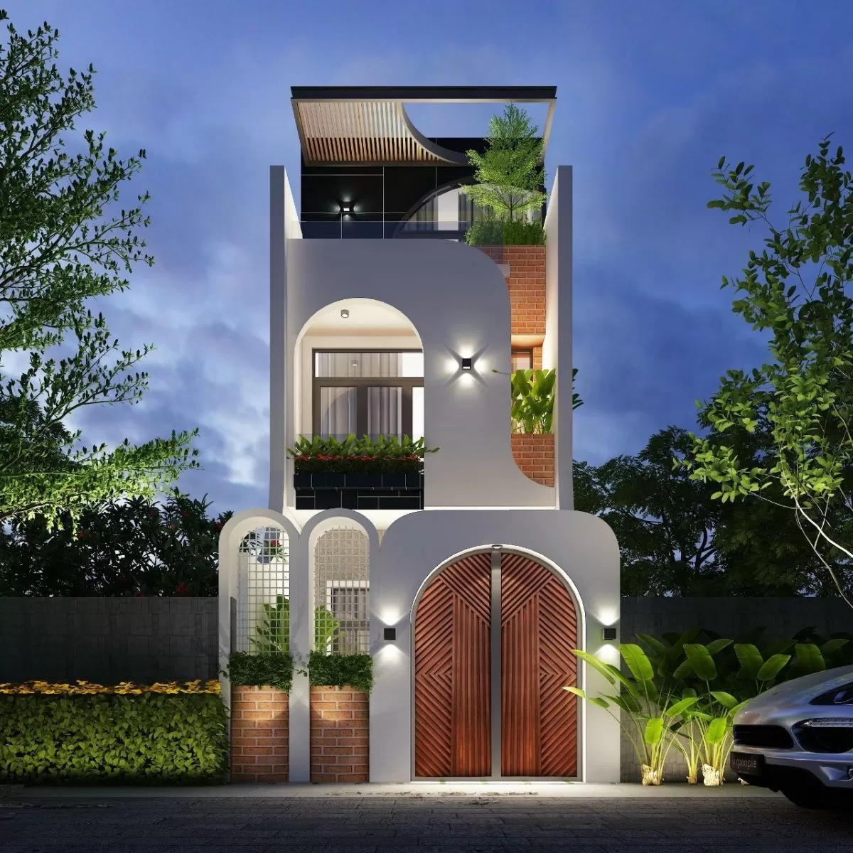 Mẫu nhà 2 tầng 1 tum 6x16m đẹp