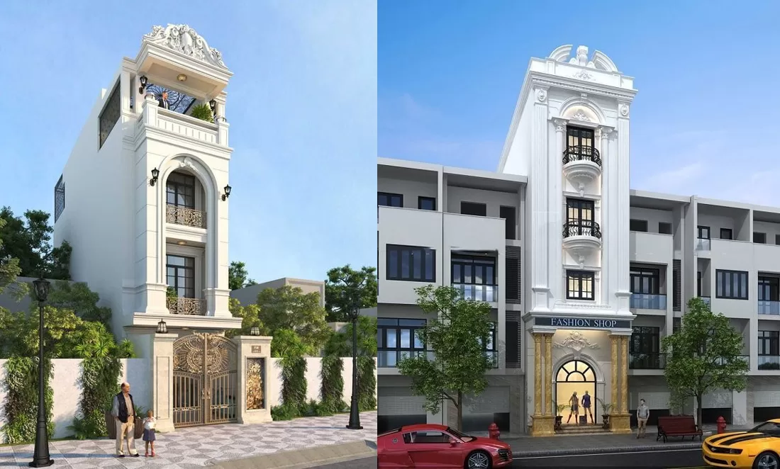 Mẫu nhà ống Tân Cổ Điển 4 tầng 6x13m đồ sộ giữa phố