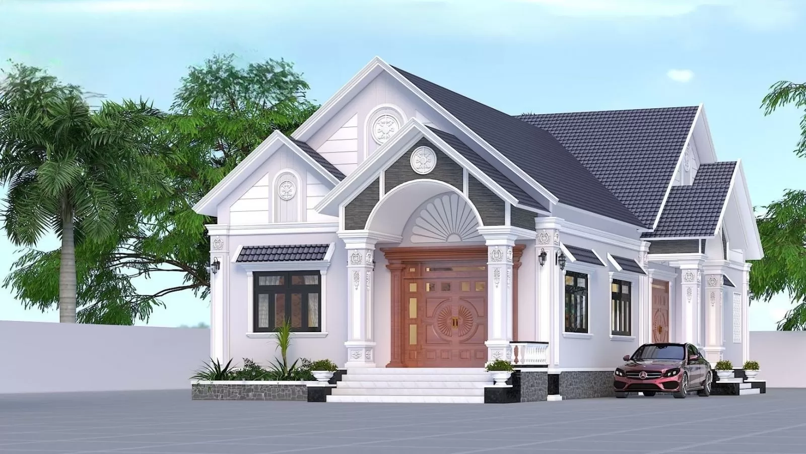 Biệt thự cấp 4 mái thái đẹp mắt ấn tượng