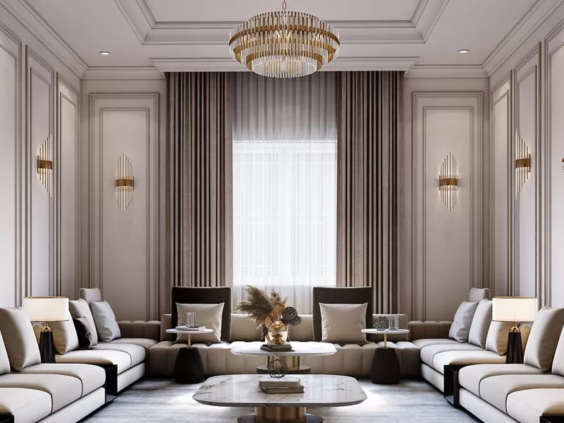 Phong cách Neo Classic thường sử dụng màu sáng như trắng, kem, vàng kem