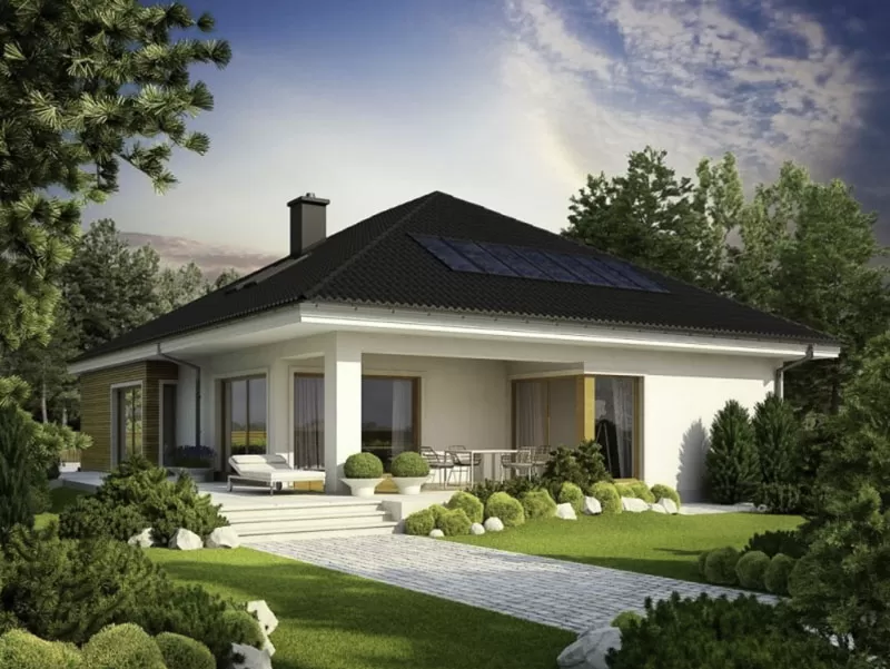 Thiết kế nhà 1 tầng 3 phòng ngủ 80m2 có sân vườn tươi mát