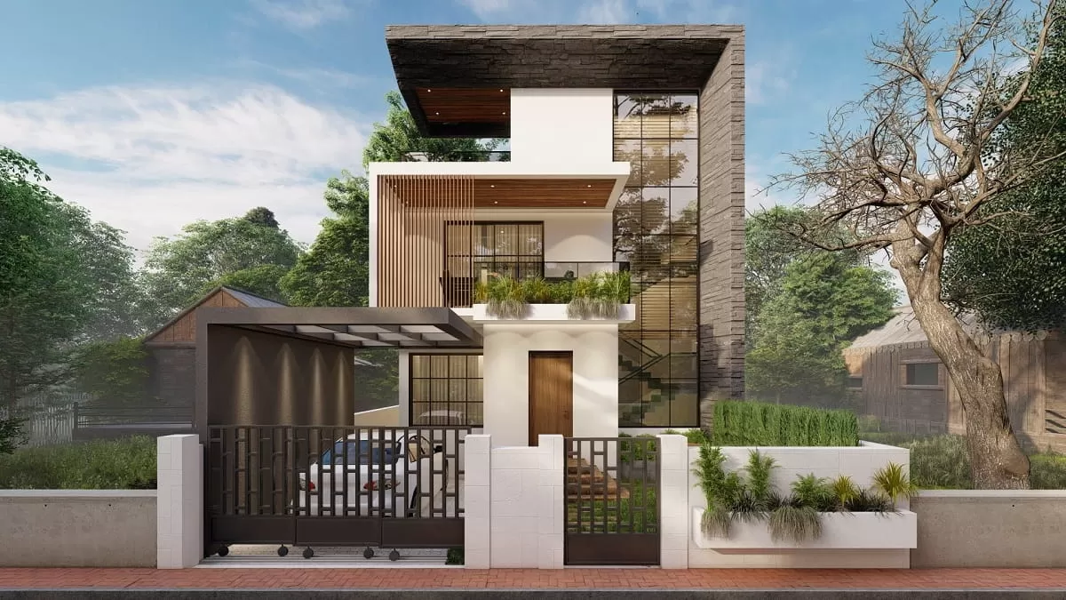 Thiết kế nhà 100m2 không gian mở 2 tầng tinh tế