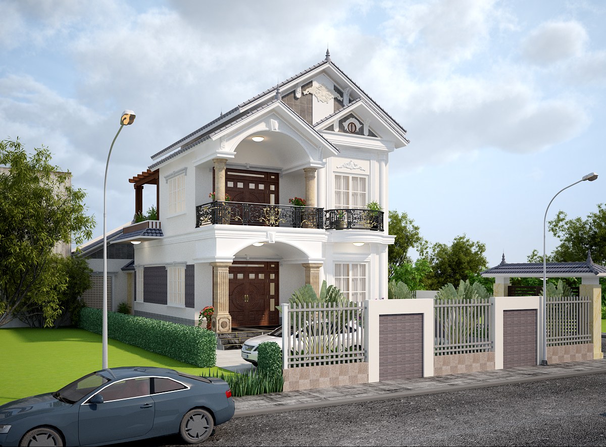 Nhà vuông 2 tầng 100m2 mái thái phóng khoáng