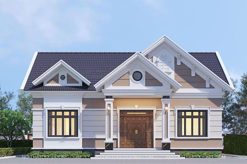 Thiết kế nhà 1 tầng 3 phòng ngủ 80m2 mái nhật sang trọng