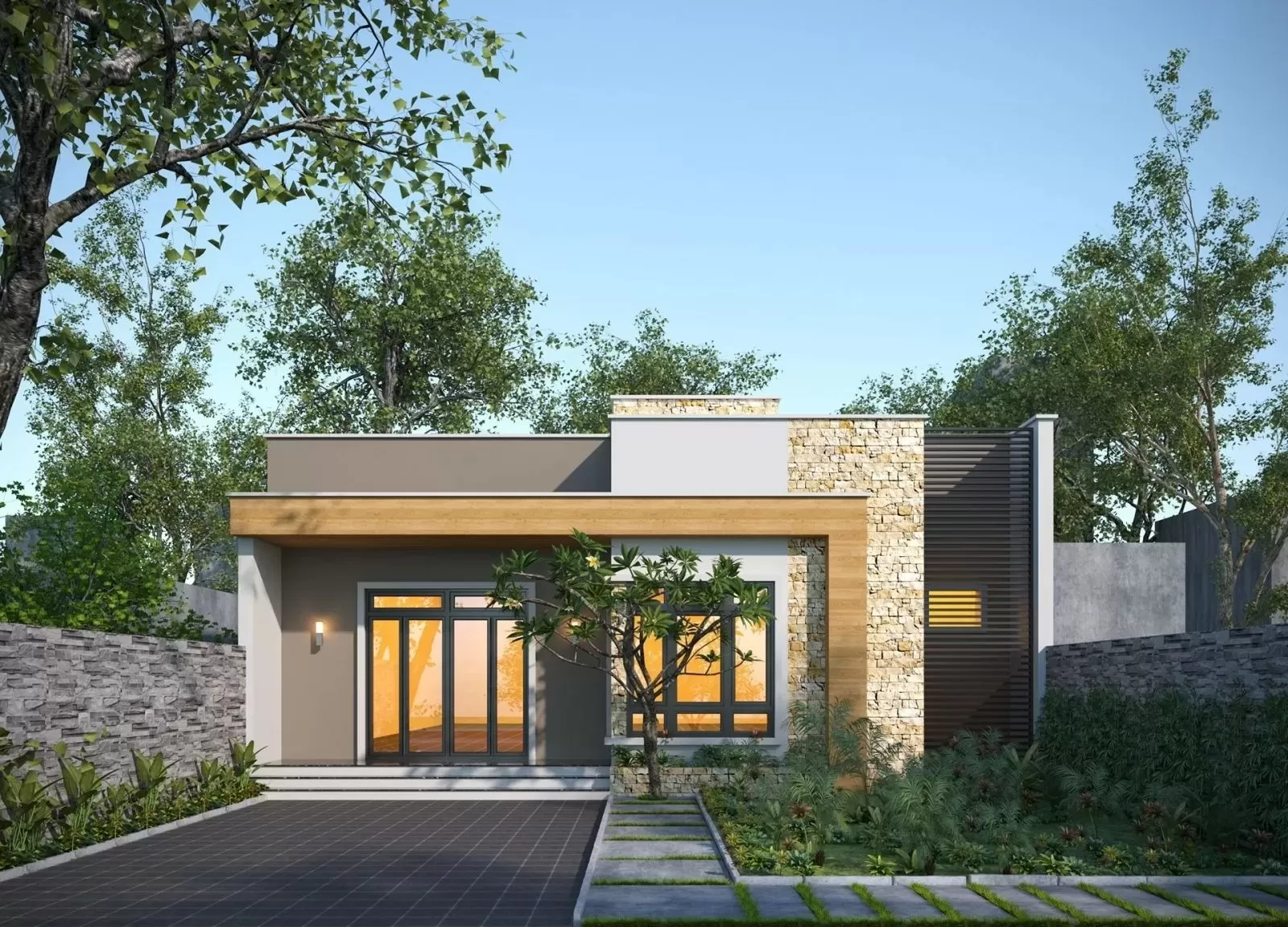 Nhà cấp 4 mái bằng sang trọng – Tận dụng diện tích tối đa