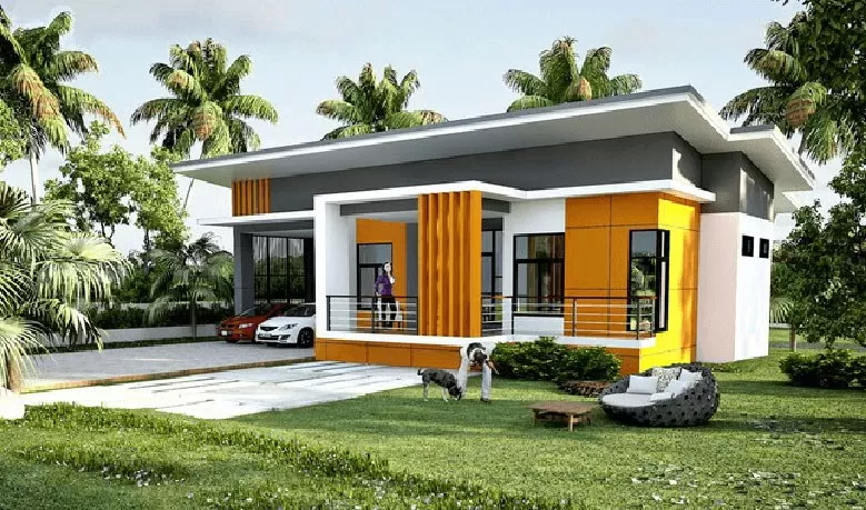 Nhà cấp 4 nông thôn mái bằng 100m2 màu sắc lạ mắt vô cùng thu hút