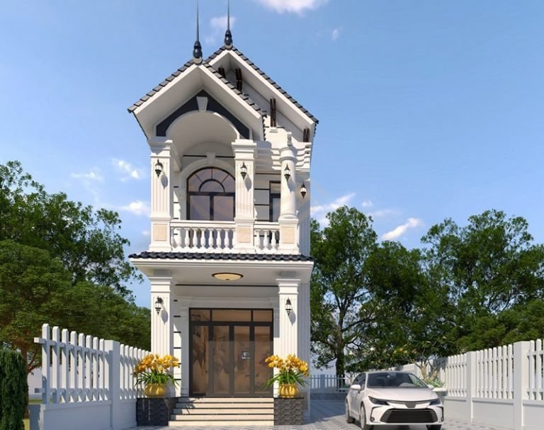 Mẫu nhà 2 tầng mái thái ở nông thôn mặt tiền 7m