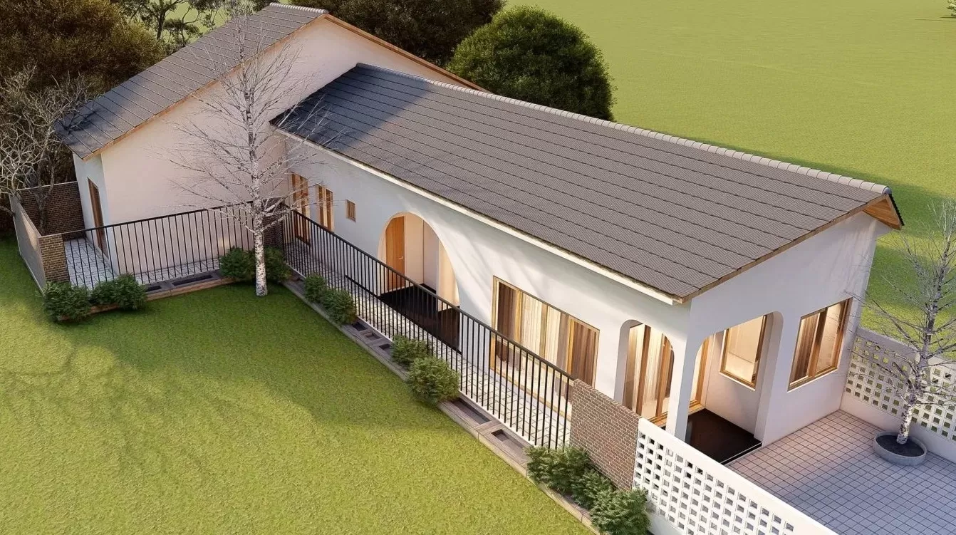 Mẫu nhà cấp 4 chữ L 650 triệu