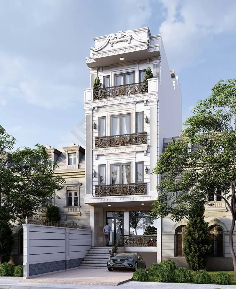 Nhà Tân Cổ Điển 4 tầng có thang máy tiện nghi