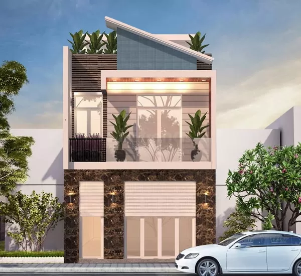 Thiết kế nhà 2 tầng 5x20m có gara thuận tiện trong việc đỗ xe