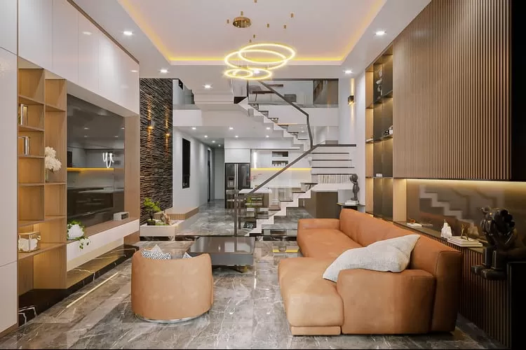 Mẫu thiết kế nội thất phòng khách đầy đủ công năng