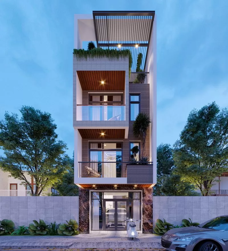 Nhà ống 3 tầng 5x20m 1tum có gara tiện nghi