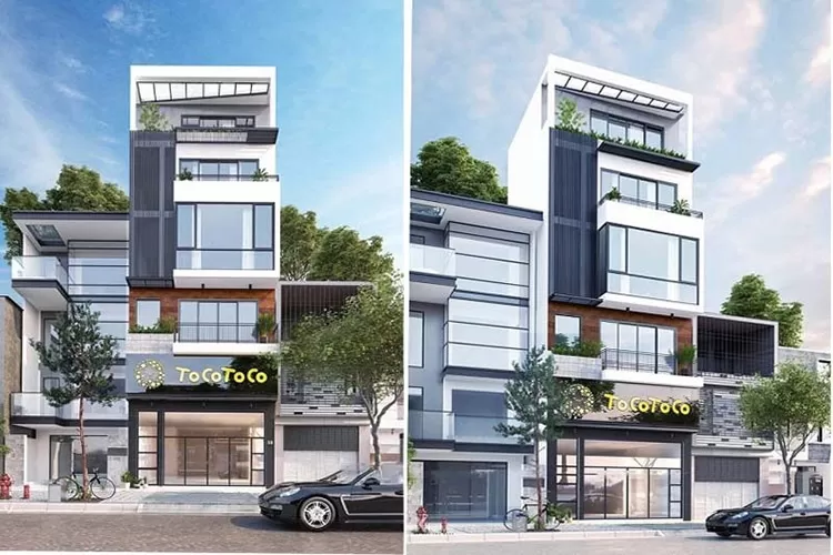 Thiết kế nhà phố đẹp hiện đại 5 tầng kết hợp kinh doanh