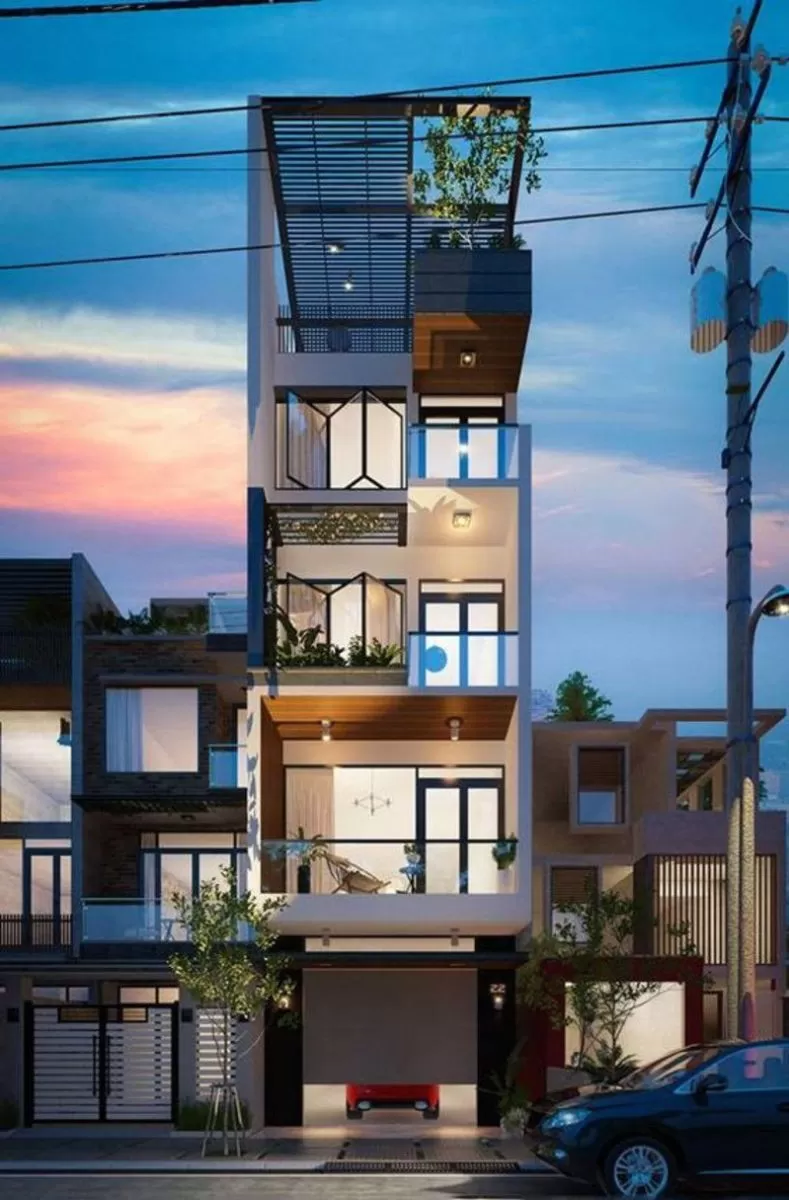 Mẫu nhà có thang máy 5 tầng 5x20m nổi bật giữa phố