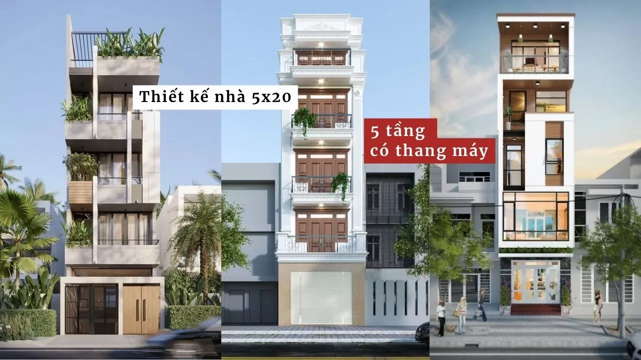 Thiết kế nhà 5x20m 5 tầng có thang máy được nhiều gia đình yêu thích lựa chọn