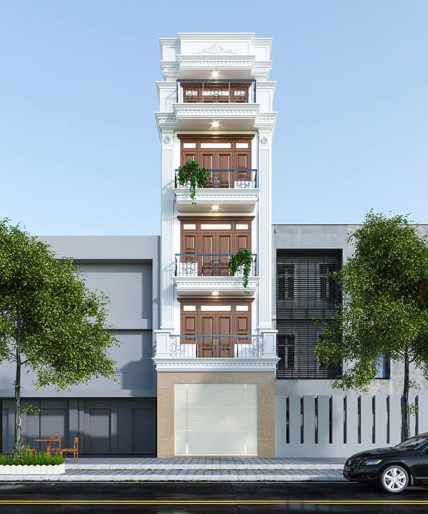 Mẫu nhà 5x20m 5 tầng Tân Cổ Điển ấn tượng