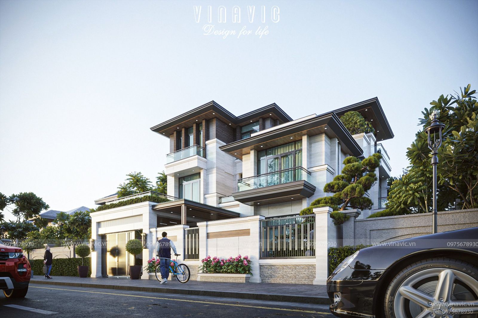 Biệt thự hiện đại 3 tầng nhà ông Huy được đội ngũ kiến trúc sư chăm chút tỉ mỉ