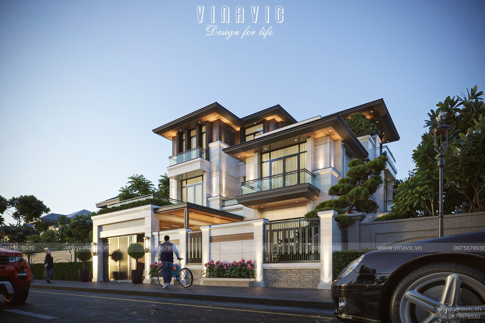 Tầng 3 của căn biệt thự hiện đại BT2377 sơn giả đá cao cấp