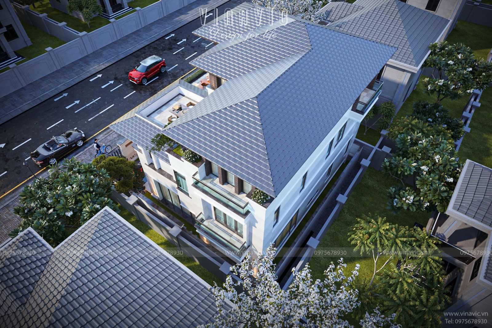 Hồ sơ thiết kế biệt thự hiện đại 3 tầng BT2377