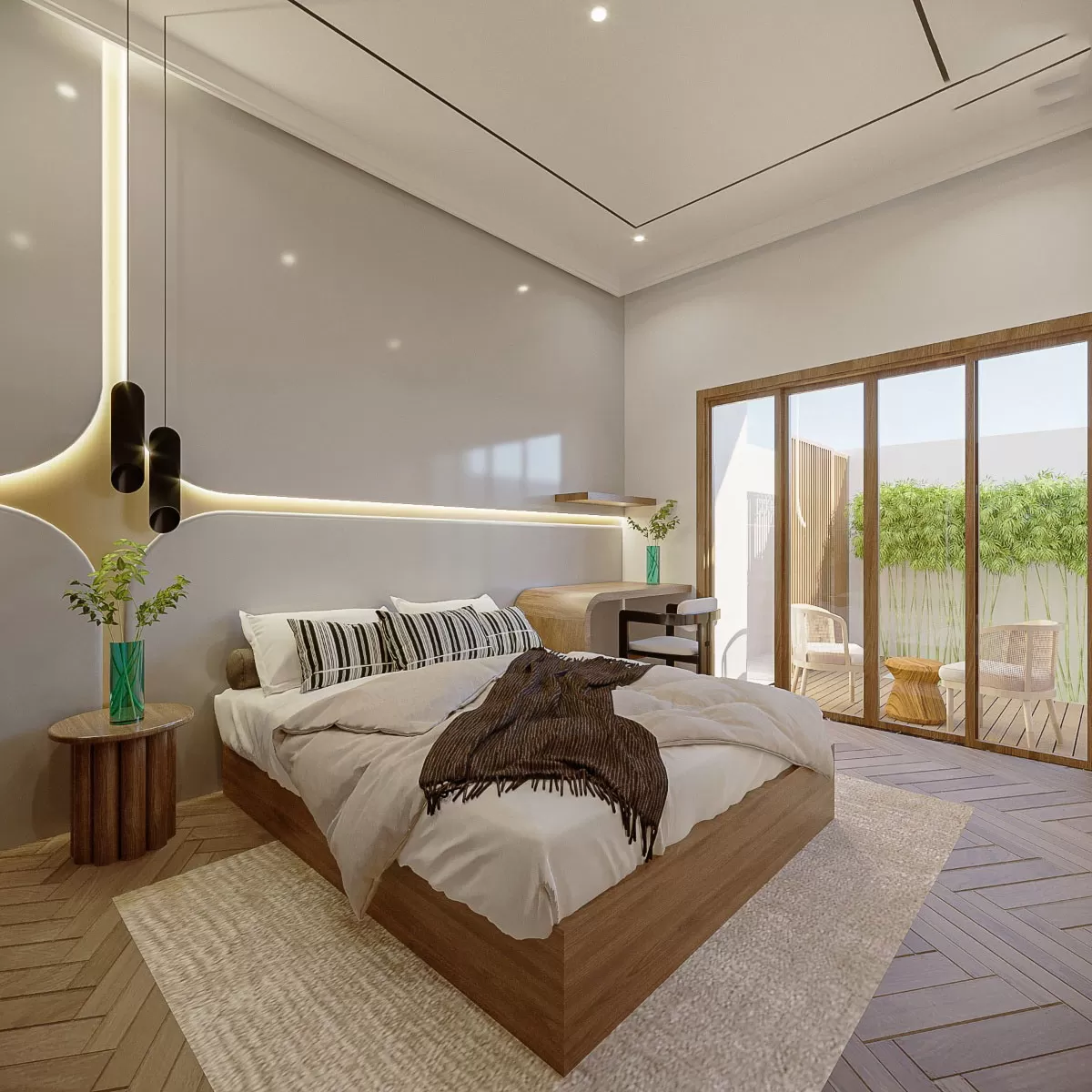 Nhà 2 tầng nông thôn có phòng ngủ đẹp tinh tế