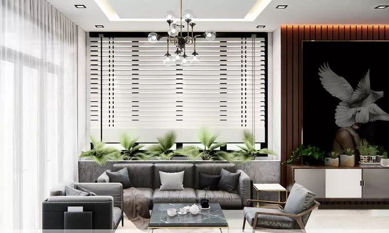 Phòng khách nhà 2 tầng nông thôn 500 triệu đầy đủ công năng