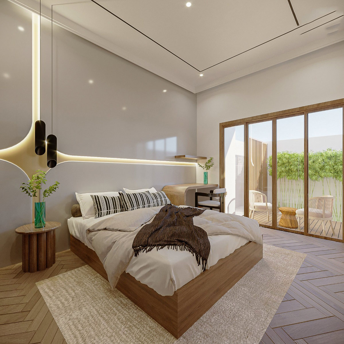 Nhà 2 tầng nông thôn có phòng ngủ đẹp tinh tế