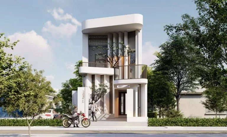 Mẫu nhà 2 tầng hiện đại gọn gàng độc đáo lạ mắt