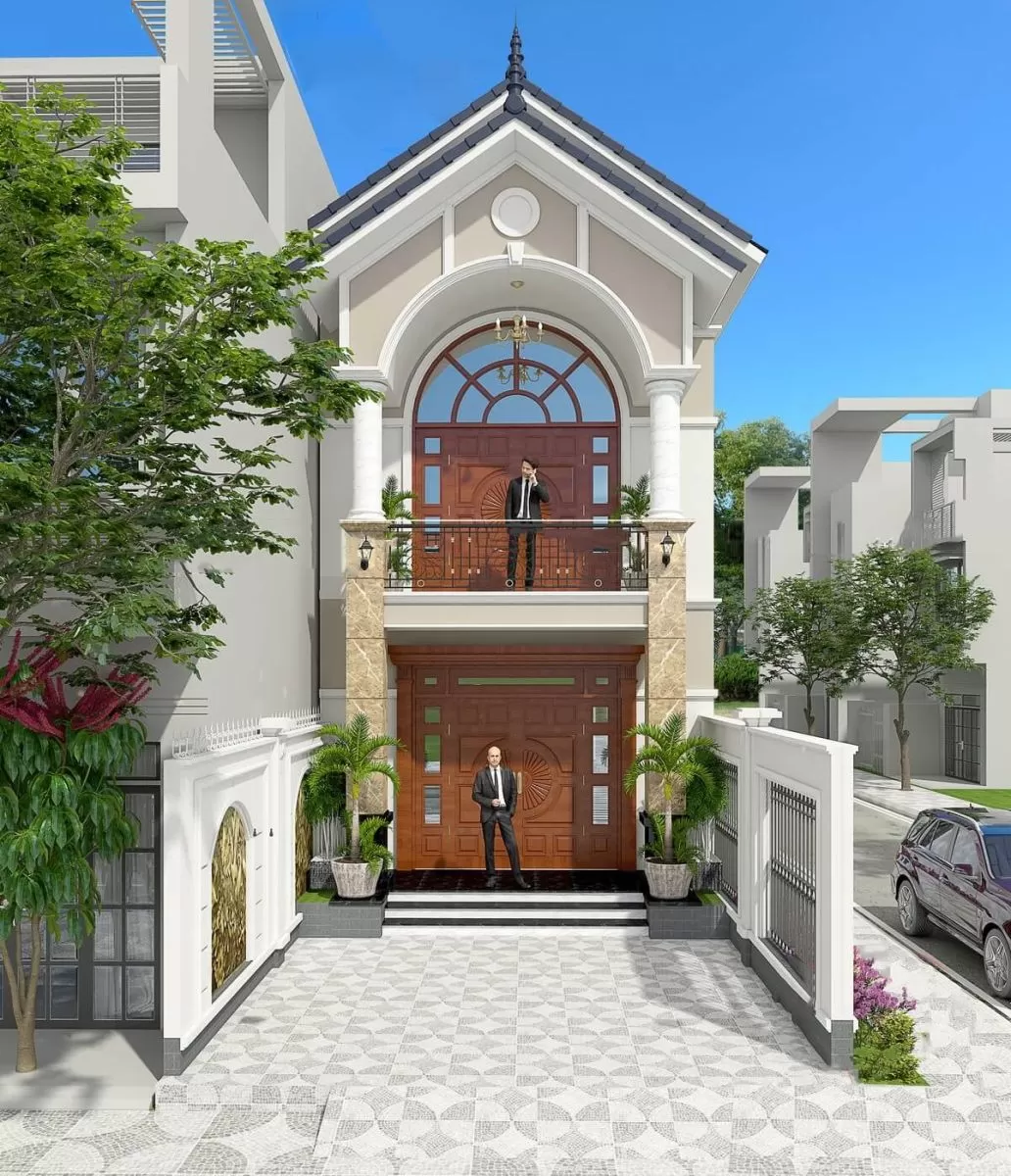 Thiết kế nhà 2 tầng 4 phòng ngủ 5x17 500 triệu tối giản