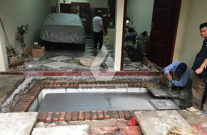 Bố trí bồn nước ngầm ngang bằng với nền nhà