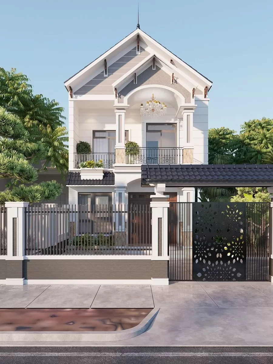 Nhà vuông mái thái 2 tầng đầy đủ công năng cho gia đình