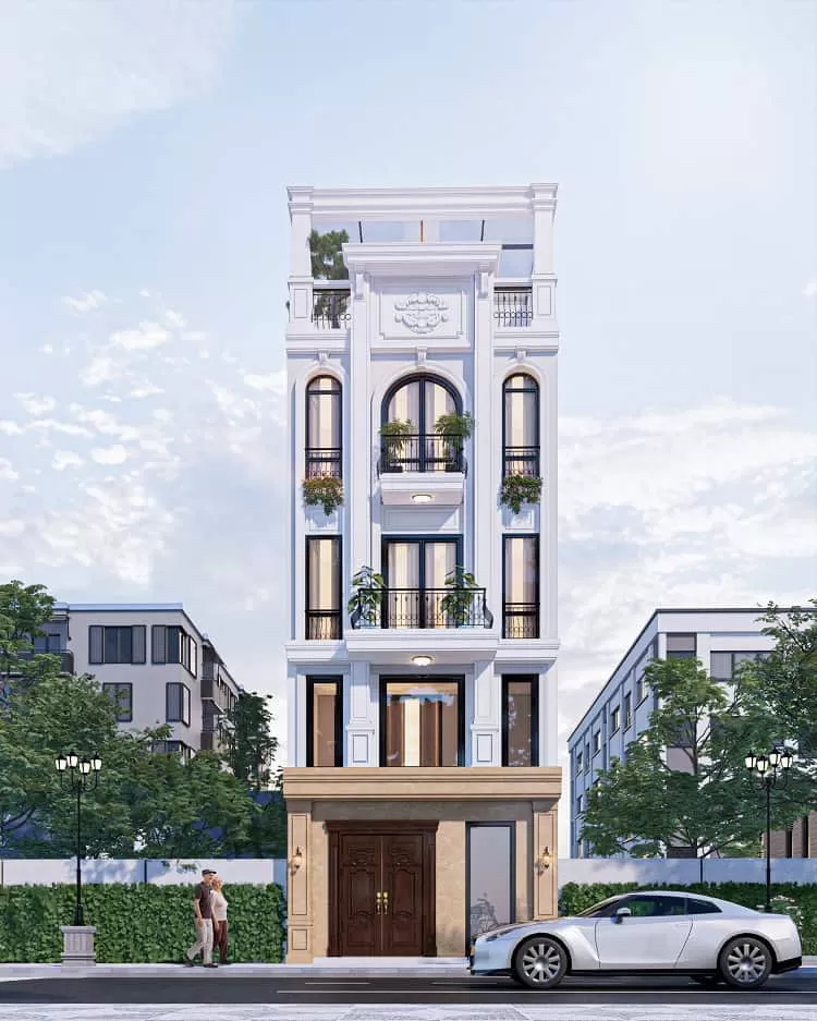 Nhà ống 4 tầng 1 tum Tân Cổ Điển sang trọng, bề thế