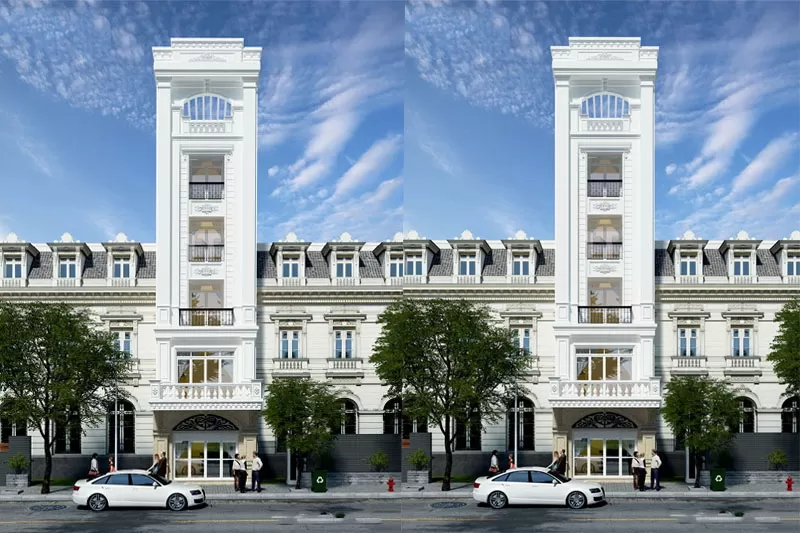 Mẫu nhà ống 7 tầng Tân Cổ Điển sang trọng đẹp mắt
