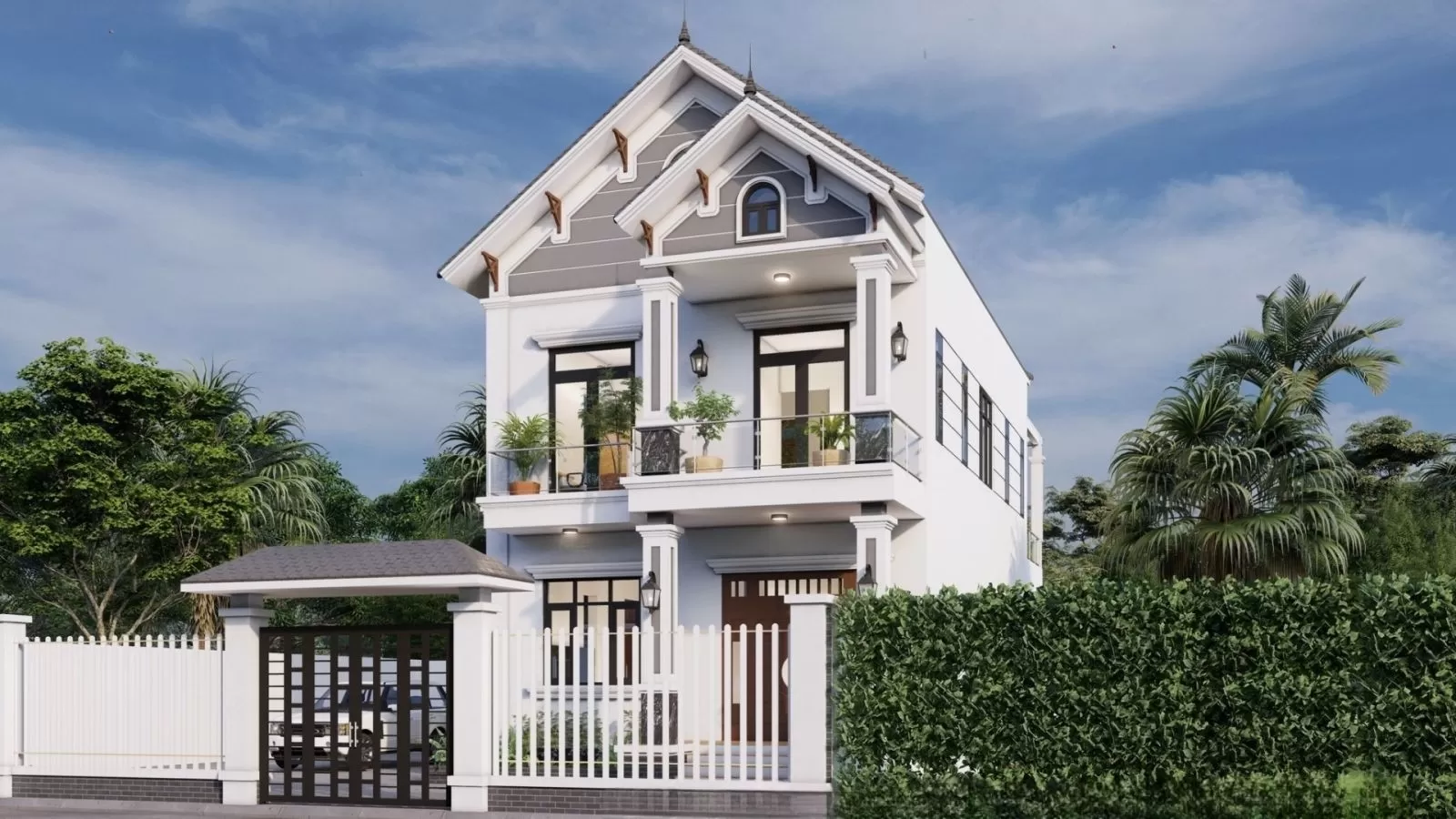 Nhà 1 trệt 1 lầu 500 triệu với mái thái phóng khoáng