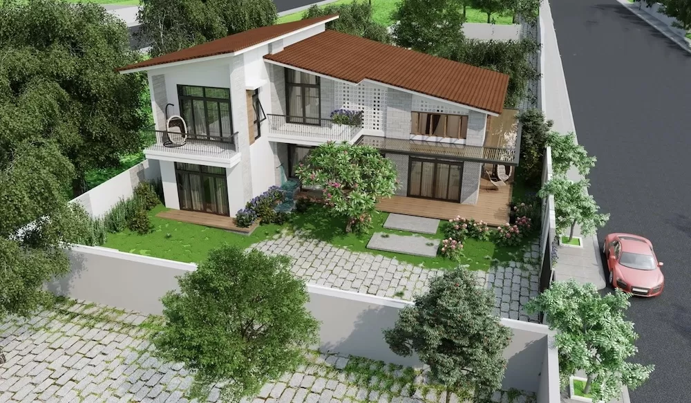 Nhà vườn gác lửng hiện đại 5x18m thông thoáng