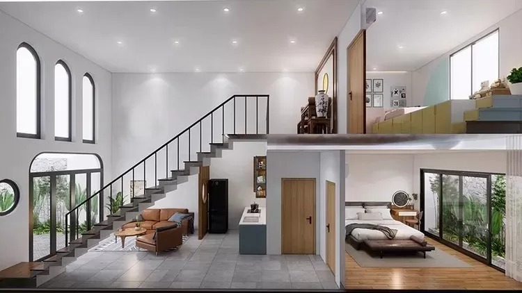 Nhà vật liệu trung bình, thiết kế đơn giản