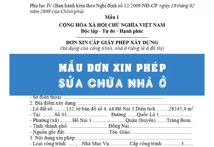 Chuẩn bị bộ hồ sơ đơn xin phép xây dựng - sửa chữa nhà cấp 4